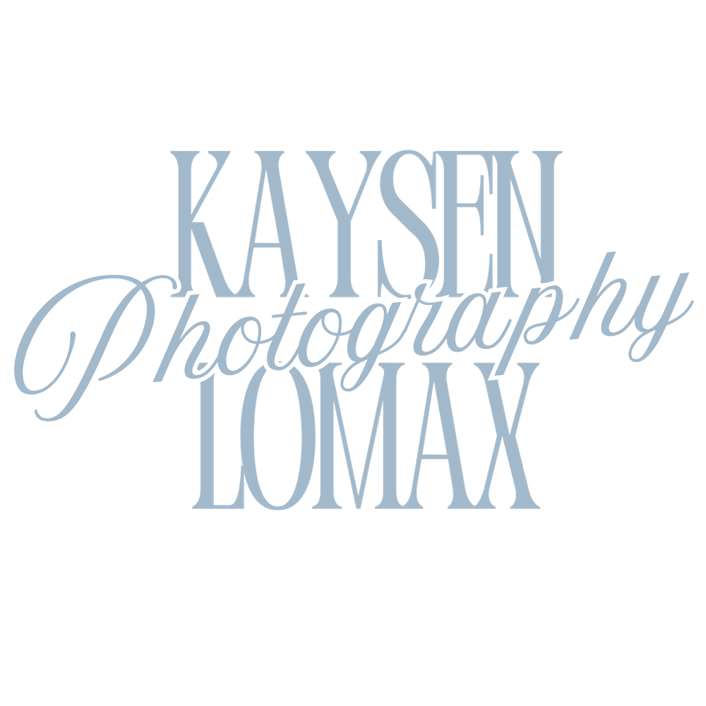 Kaysen Lomax Photography wordmark in powder blue on white
