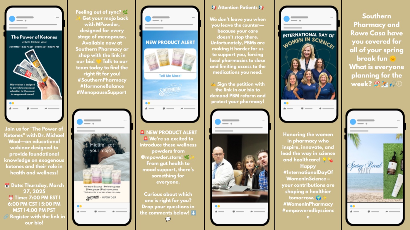 Six more Instagram posts mocked up in phone frames
