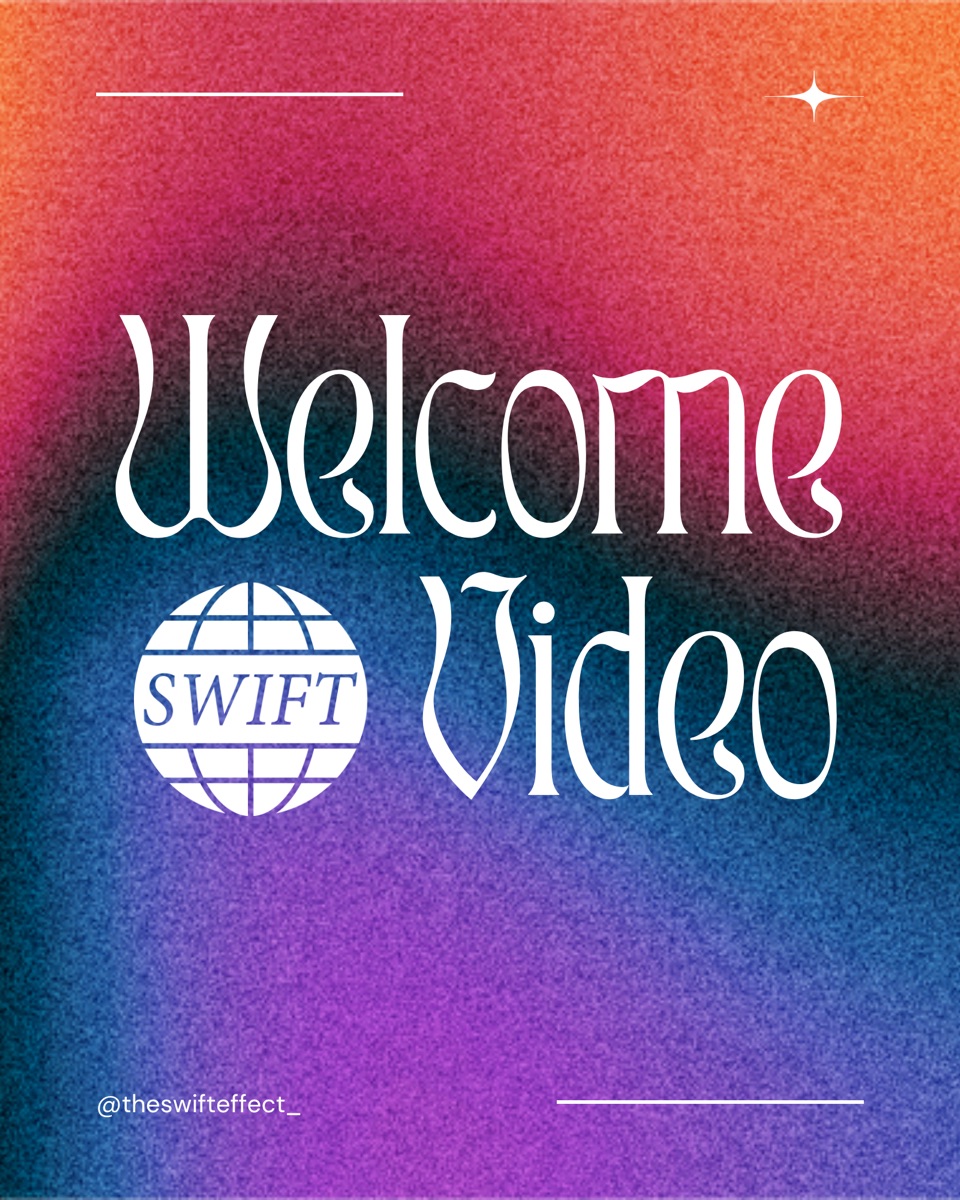 Welcome Video cover with a globe mark on a grainy sunset gradient