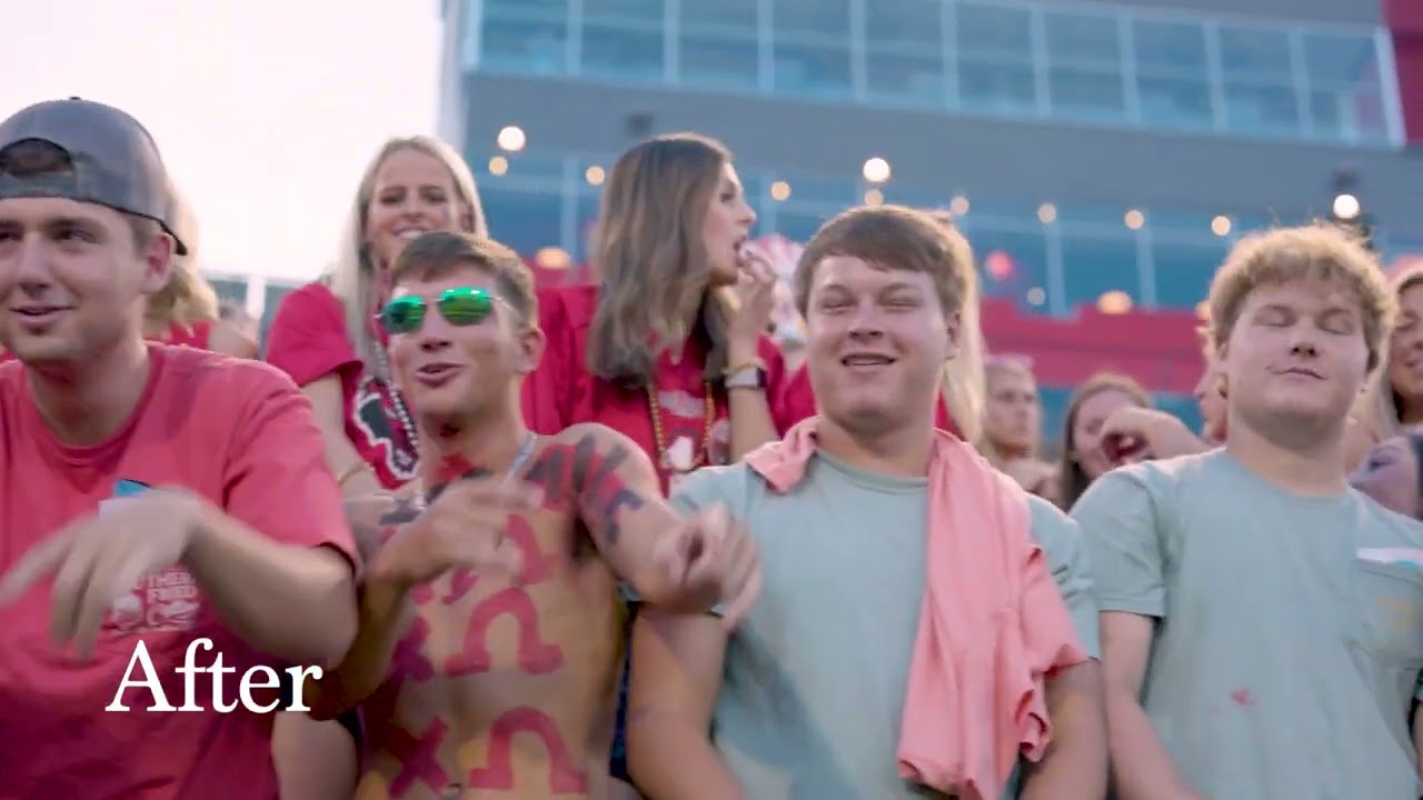 Students in red at the Order of the Pack event, after color correction